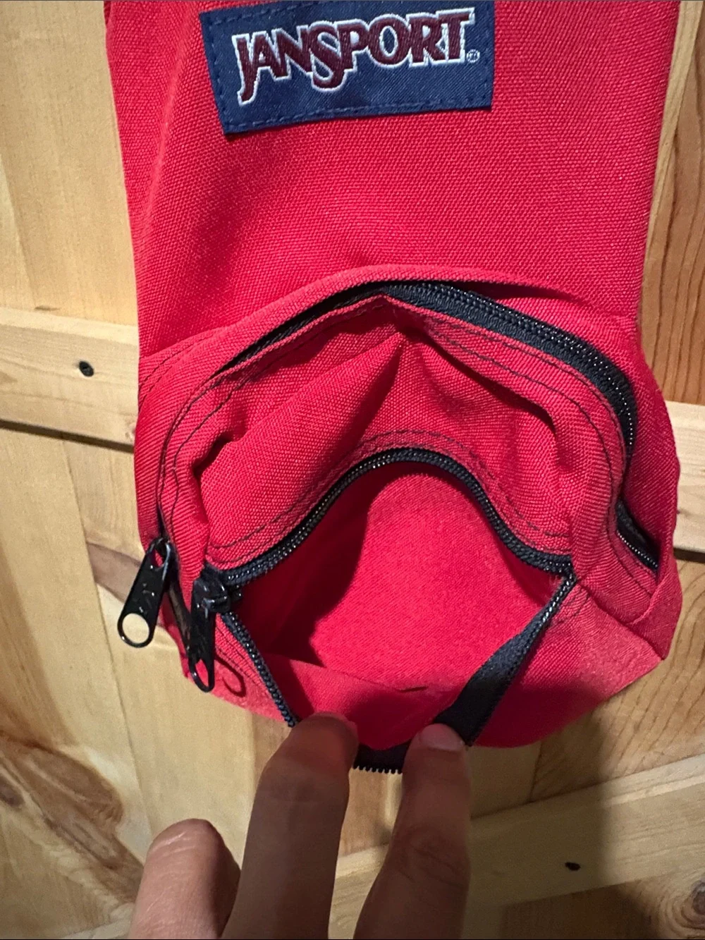 Jansport Red Mini Backpack with Front Zip Pocket